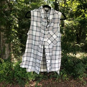 Topshop Plaid Buttondown Vest